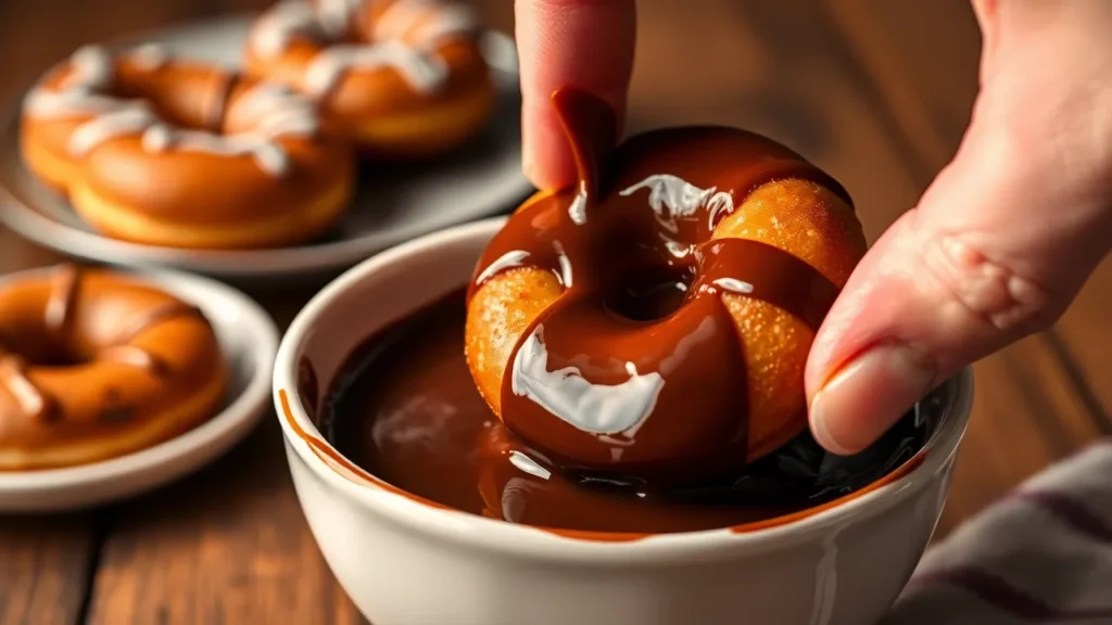 Napper les donuts avec le glaçage donuts au choco