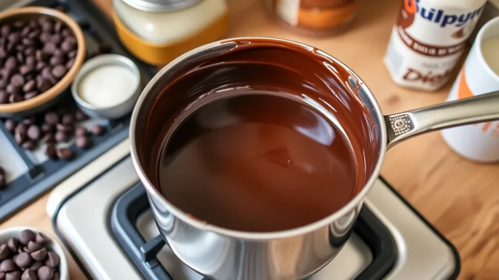 Préparer le glaçage au chocolat donuts